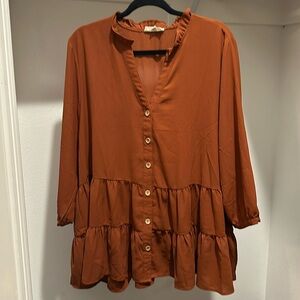 Orange Long Sleeve Tunic Top Size XL